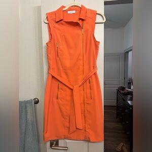 Orange , zipper dress